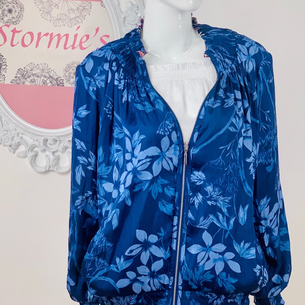 Reversible Floral Bomber Style Light Weight Jacket - Picture 2 of 8
